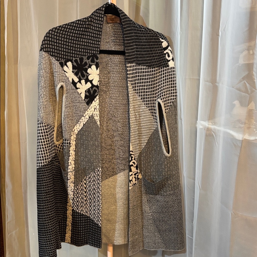 Kerisma Soft Black and Gray Patchwork Cape Jacket